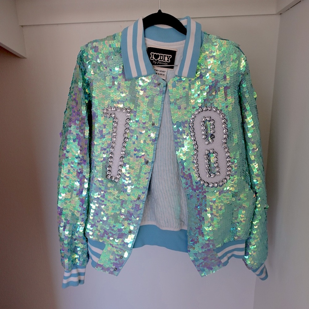 I 🖤DIY by Panida Aqua Sequin Jacket